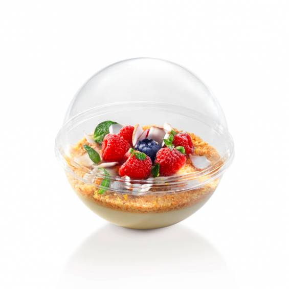 Sphere 13 oz Recyclable Plastic Salad Container with Dome Lid - 500 count box.