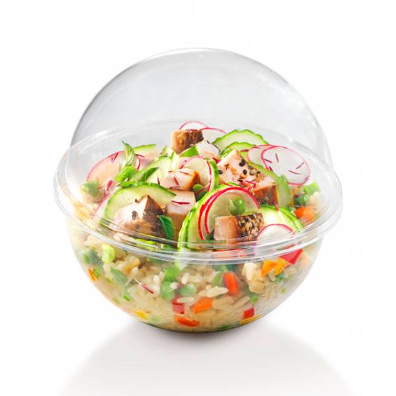 PURE Eco - 17 oz Recyclable Plastic Salad Container with Dome - 50/Case