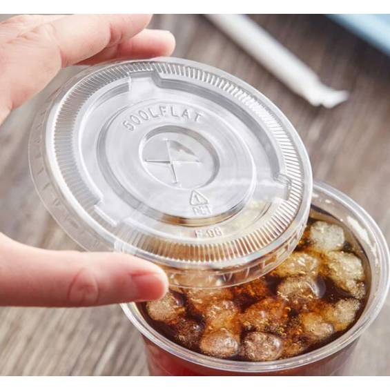 12, 16, and 20 oz. Clear Flat Lid with Straw Slot - 1000/Case