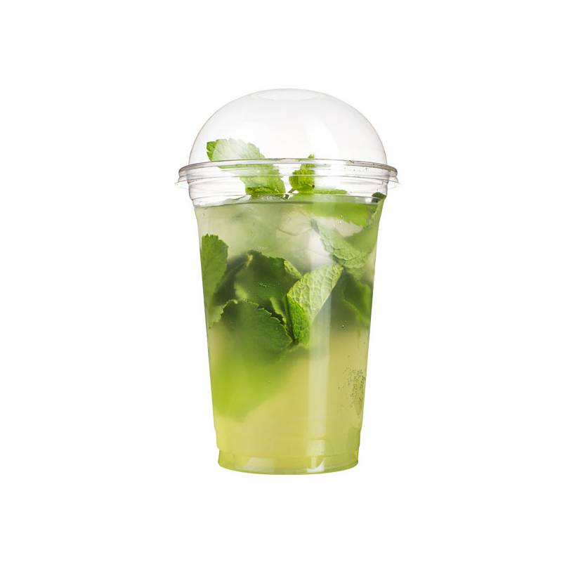 20oz Crystal Clear Plastic Cups With Dome lids and Paper Straws