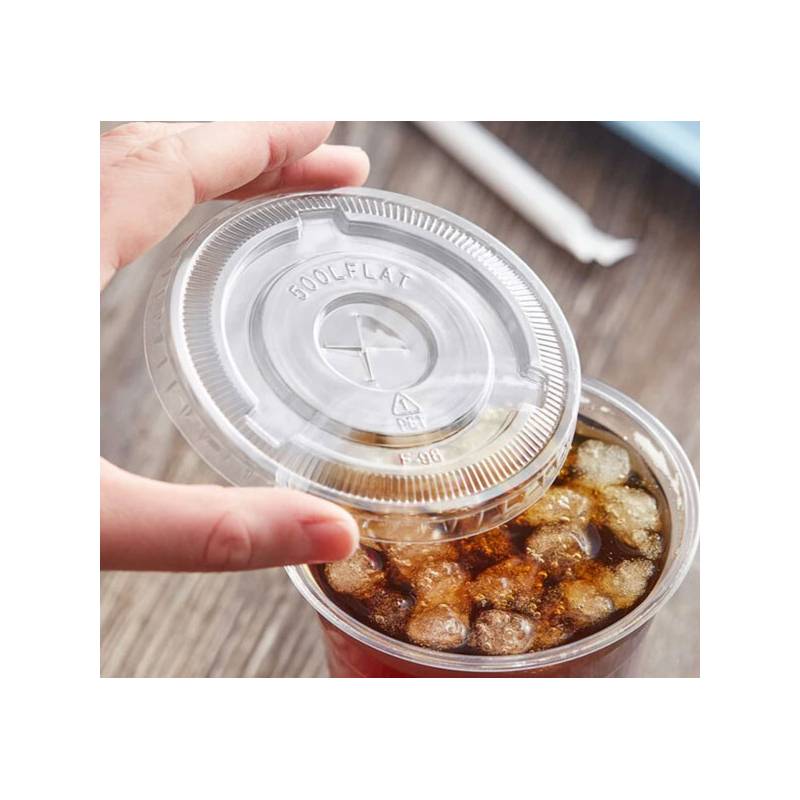 12, 16, and 20 oz. Clear Flat Lid with Straw Slot - 50/Case