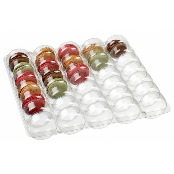 Clear Premium Plastic Macaron Containers - Fits 35 Macarons - 25/cs