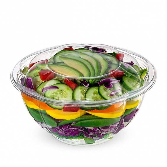 Choice 24 oz. Clear Plastic Salad Bowl with Lid - 150/Case