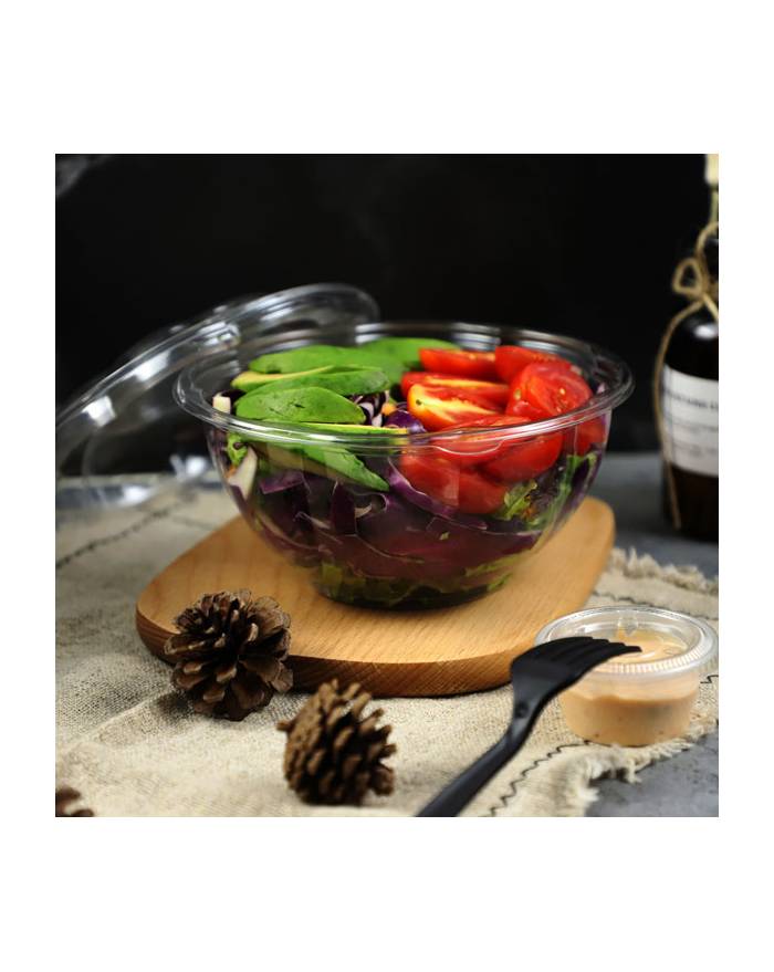 24oz Salad Bowls To-Go with Lids (300 Count) - Clear Plastic