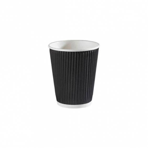 4 oz. Ripple Wall Black Paper Coffee Cup - 1000/Case