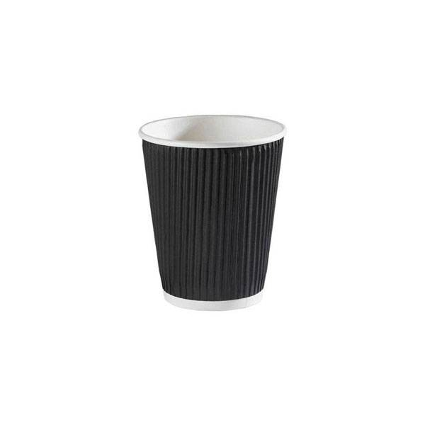 4 oz. Ripple Wall Black Paper Expresso Cups - 500/cs