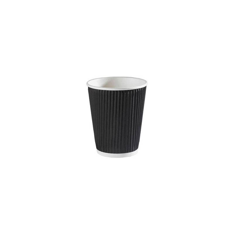 4 oz. Ripple Wall Black Paper Coffee Cup - 1000/Case
