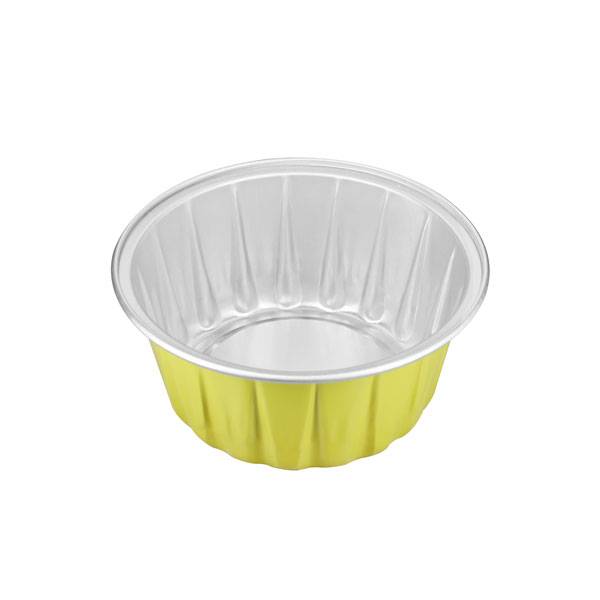 1.7 oz. Round Yellow Aluminum Foil Mini Baking Cup. - Sweet Flavor