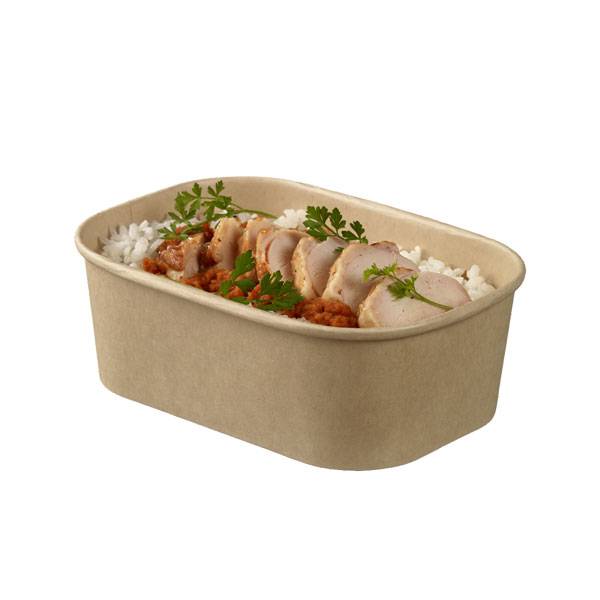 Bio Kraft 25 oz Oval Paper Salad Container- 100 count box.