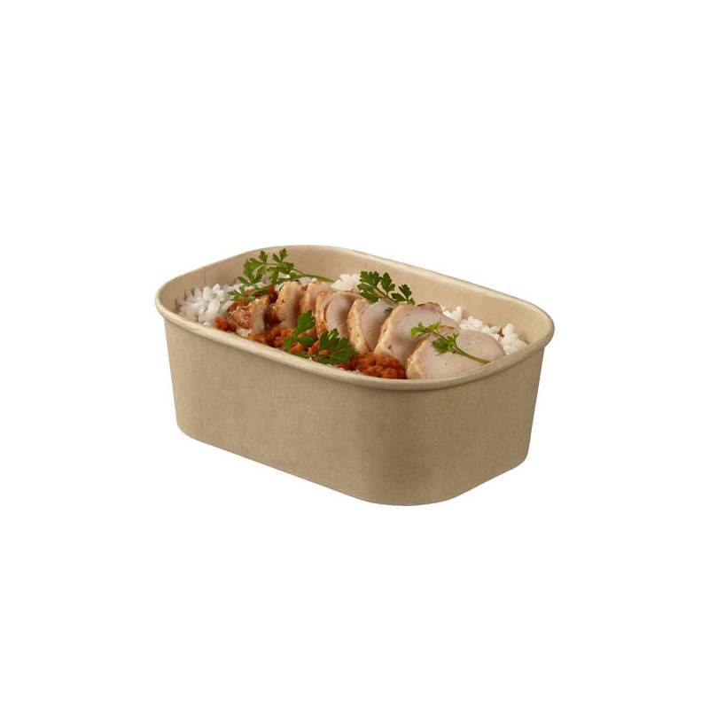 Bio Kraft 25 oz Oval Paper Salad Container - 100/Case