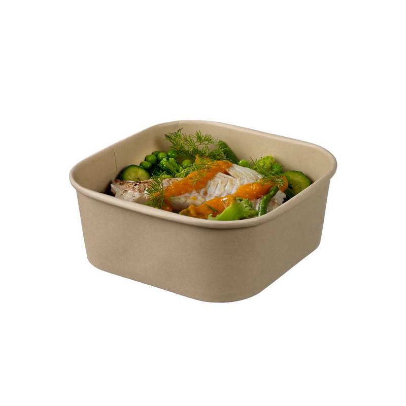 Bio Kraft 44 oz Square Paper Salad Container - 100/Case