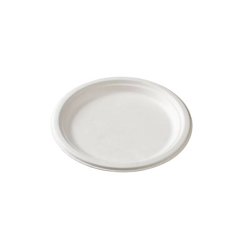 White Sugarcane / Bagasse Round Dinner Plate 9 in. 500/Case