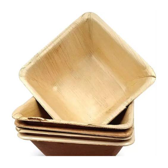 Compostable 5.5 inch Square Deep Palm Leaf Bowl - 100/Case