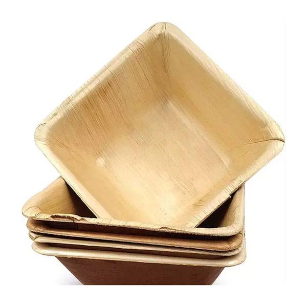 Square Natural Palm Leaf Deep Bowl 5.5 in. - 100 count box.