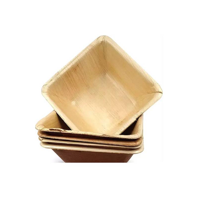 Compostable 5.5 inch Square Deep Palm Leaf Bowl - 100/Case