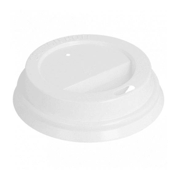 White Plastic Coffee Cup Lid - Fits 8, 12, 16 and 20 oz - 500