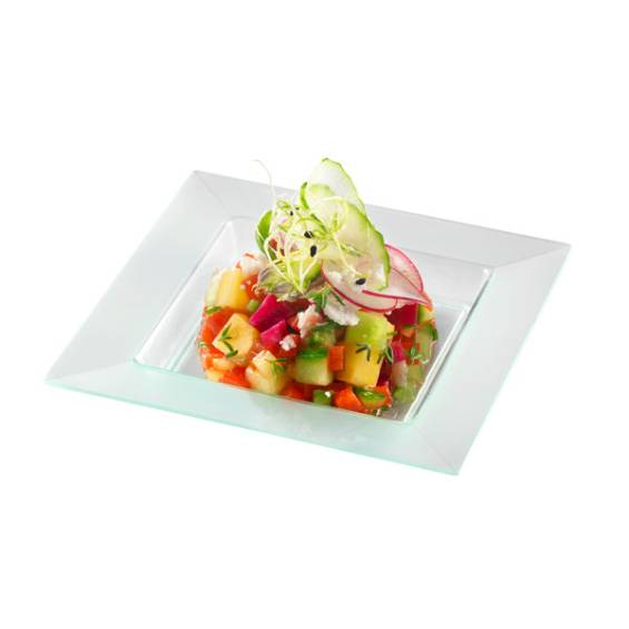 Plastic Square Appetizer Plate 4.4 in. Clear - 200/Case