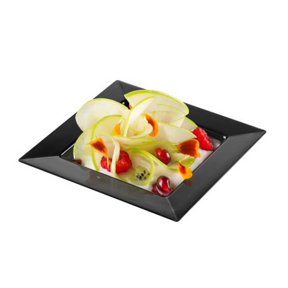 Plastic Square Appetizer Plate 4.4 in. Black - 200/Case
