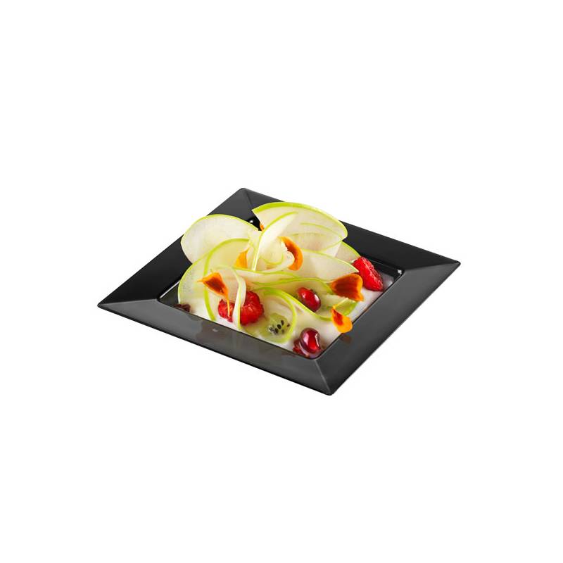 Plastic Square Appetizer Plate 4.4 in. Black - 200/Case