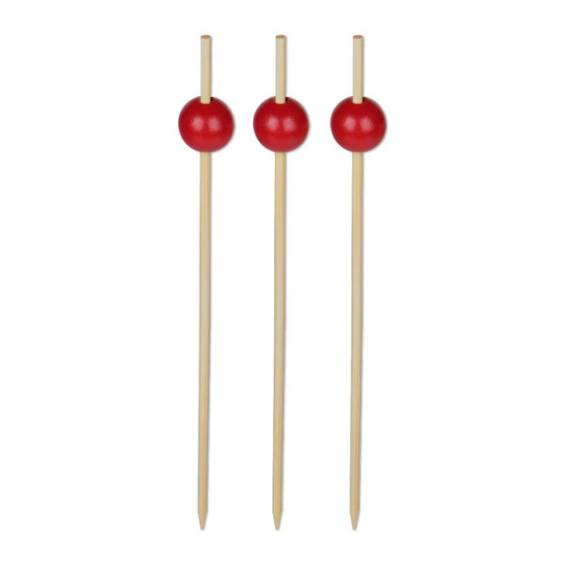 Natural Bamboo Red Ball Food Pick 5.9 in. 2000/Case