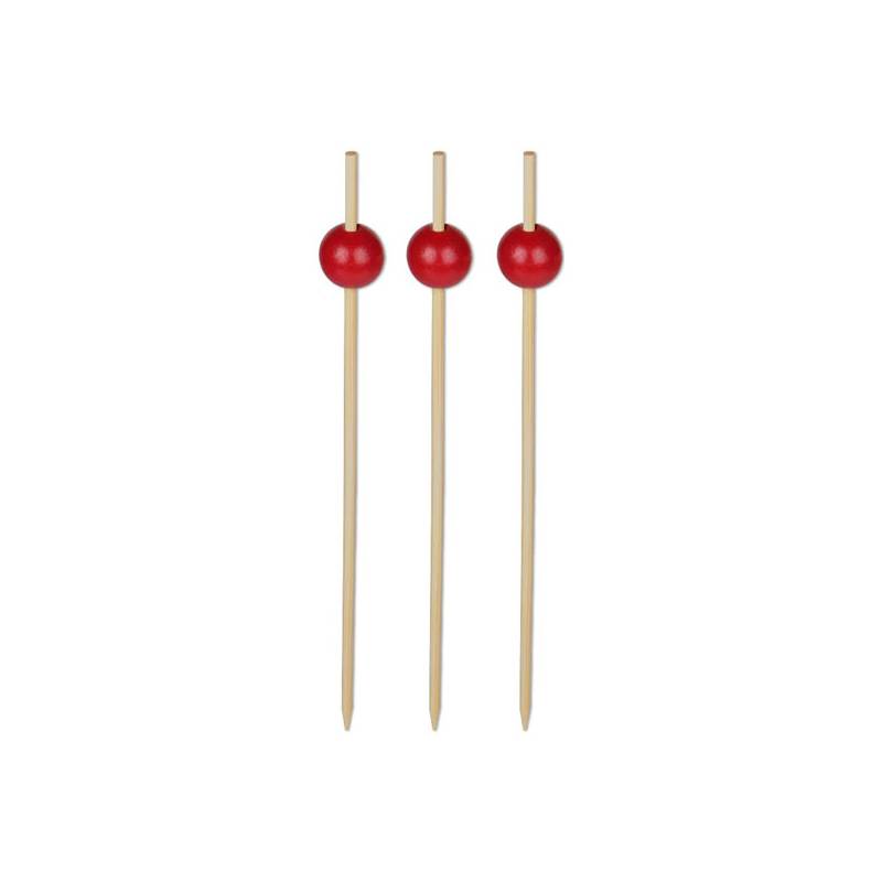 Natural Bamboo Red Ball Food Pick 5.9 in. 2000/Case