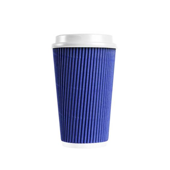 8 oz  Blue Ripple Wall Paper Coffee Cups - 500/cs