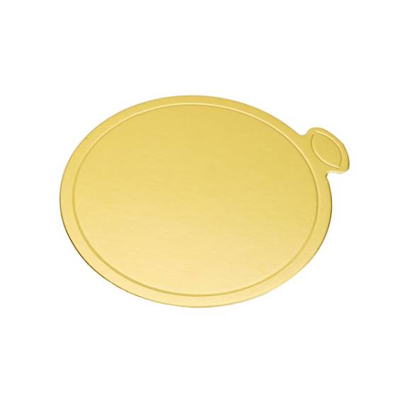 3.1 in. Round Golden Single Serve Cake Board with Tab - 1000/Case