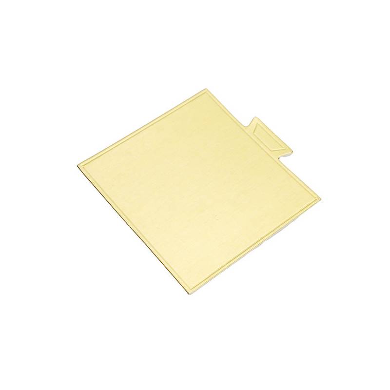 3.5 in. Square Golden Single Serve Cake Board with Tab - 100/Case