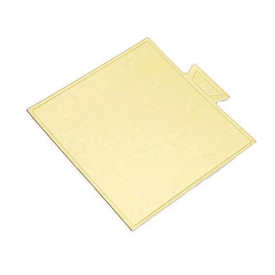 3.5 in. Square Golden Single Serve Cake Board with Tab - 1000/Case