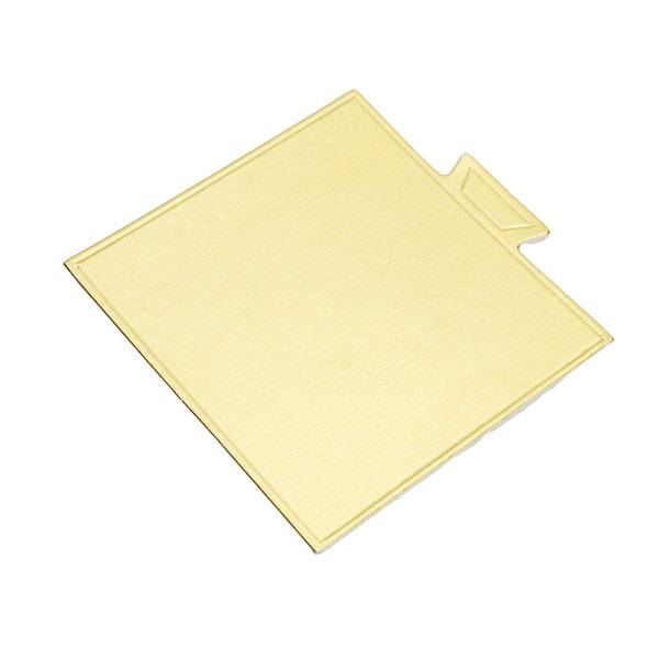 3.5 in. Square Golden Single Serve Cake Board with Tab - 100/Case