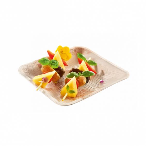 Compostable 4 inch Square Palm Leaf Plate - 25 /Bag