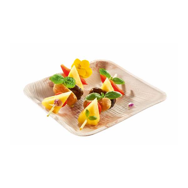 Compostable 4 inch Square Palm Leaf Plate - 25 /Bag