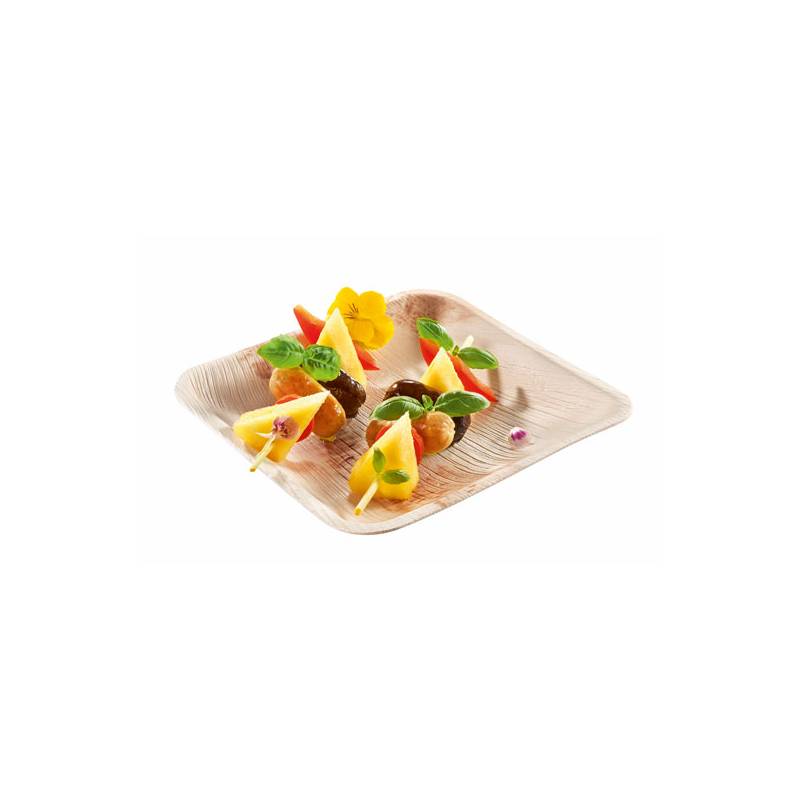 Compostable 4 inch Square Palm Leaf Plate - 25 /Bag