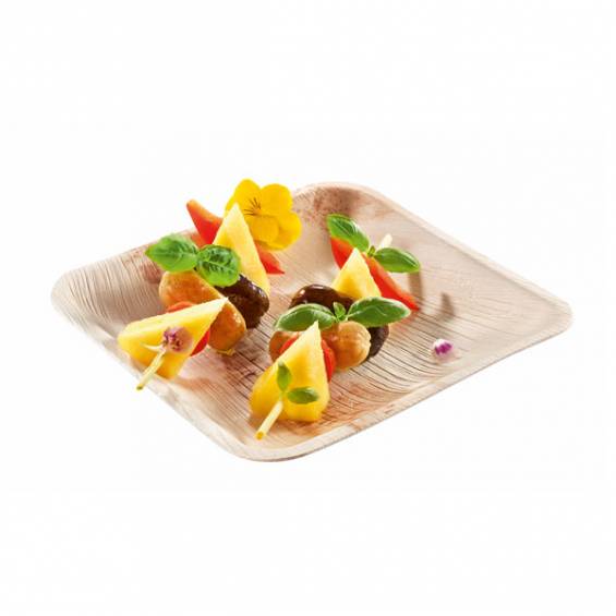 Compostable  6 inch Square Palm Leaf Plate - 25/Bag