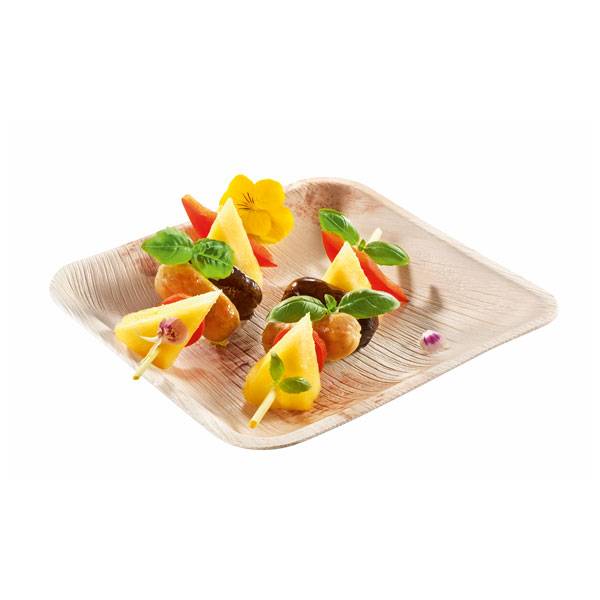 Compostable  6 inch Square Palm Leaf Plate - 25/Bag