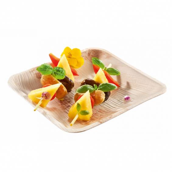 Compostable 8 inch Square Palm Leaf Plate - 25/Bag