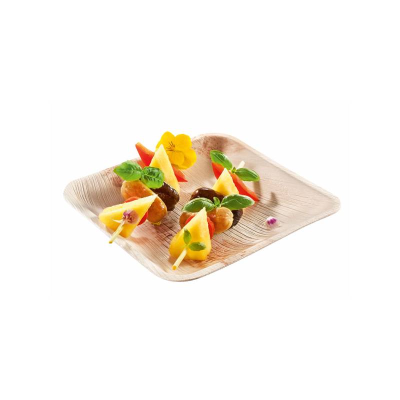 Compostable 8 inch Square Palm Leaf Plate - 25/Bag
