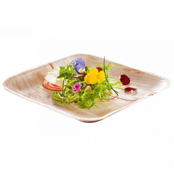 Compostable 10 inch Square Palm Leaf Plate - 25/Bag
