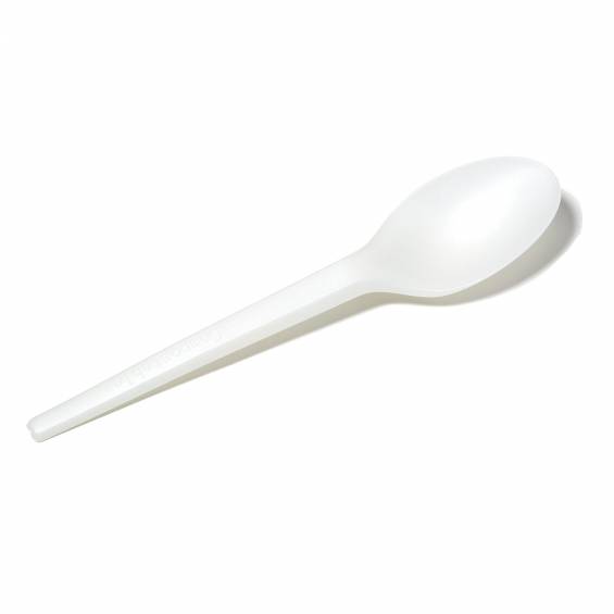 Compostable 6.5 in. White CPLA Plastic Spoon - 1000/Case