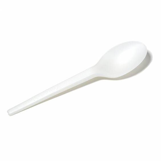 Compostable 6.5 in. White CPLA Plastic Spoon - 50/Case