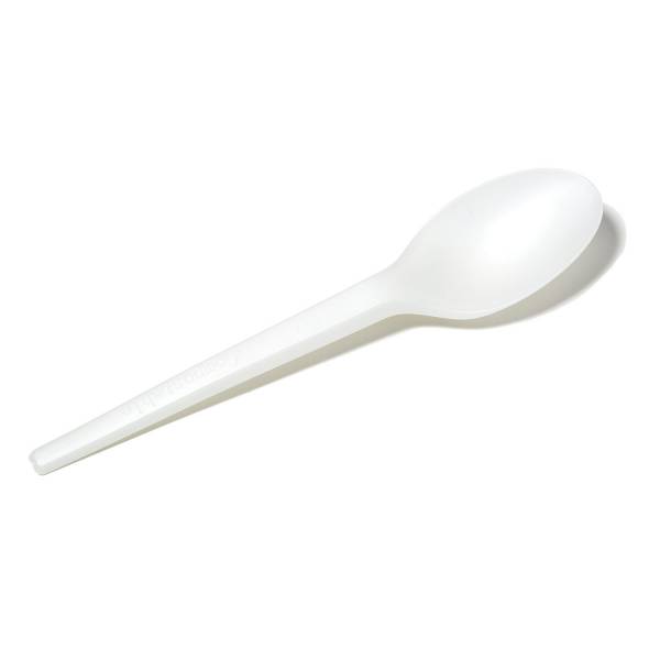 Compostable 6.5 in. White CPLA Plastic Spoon - 50/Case