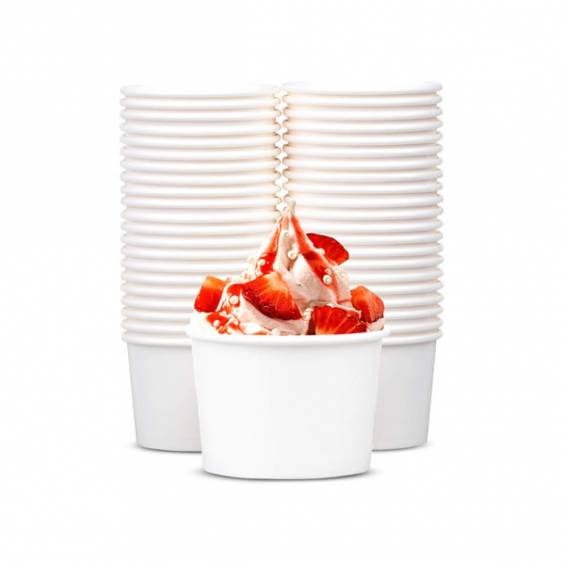5 oz White Paper Ice Cream / Frozen Yogurt Cup - 50/Bag