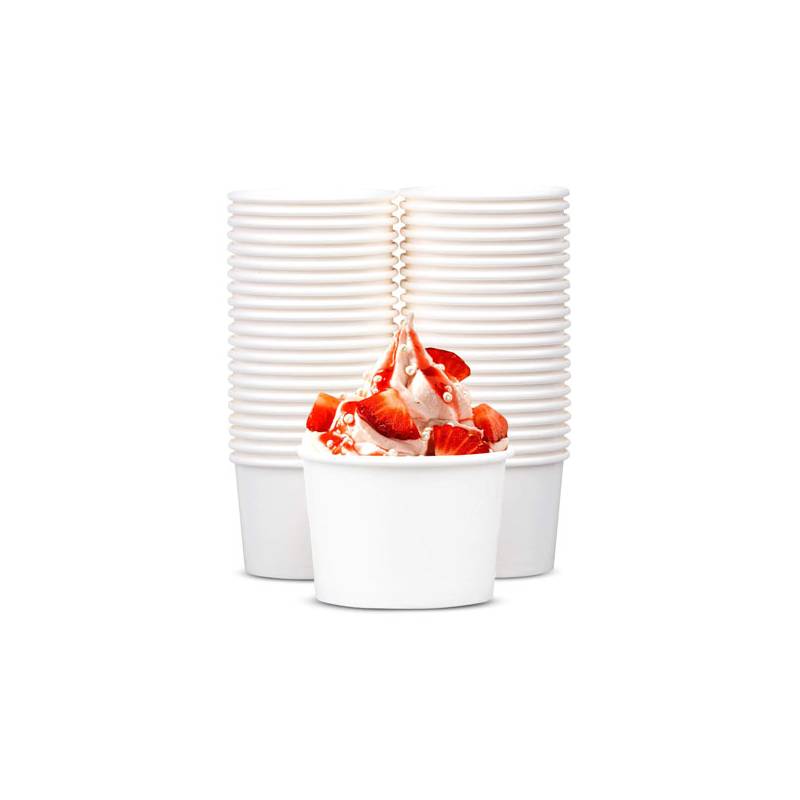 5 oz White Paper Ice Cream / Frozen Yogurt Cup - 50/Bag