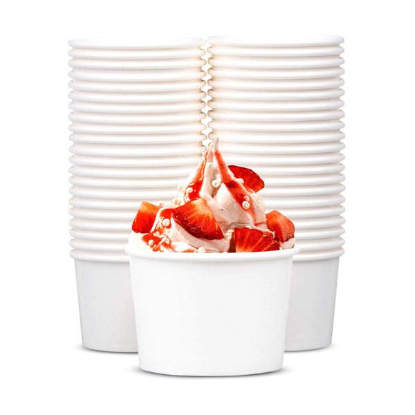 8 oz White Paper Ice Cream / Frozen Yogurt Cup - 50/Bag