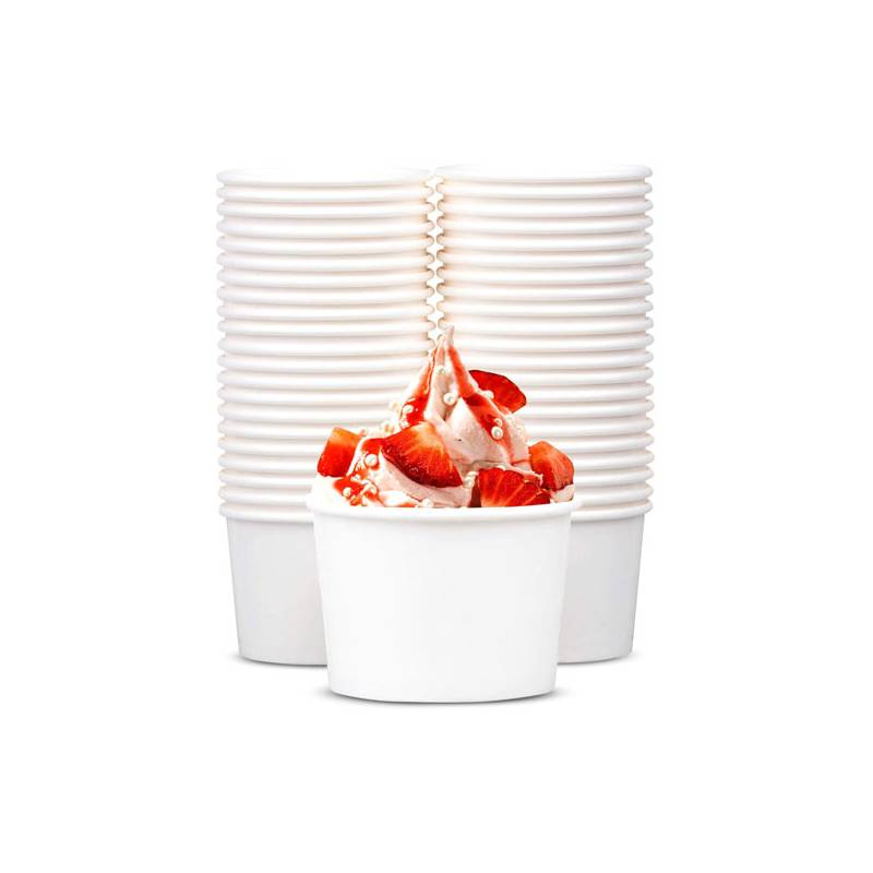 8 oz White Paper Ice Cream / Frozen Yogurt Cup - 50/Bag