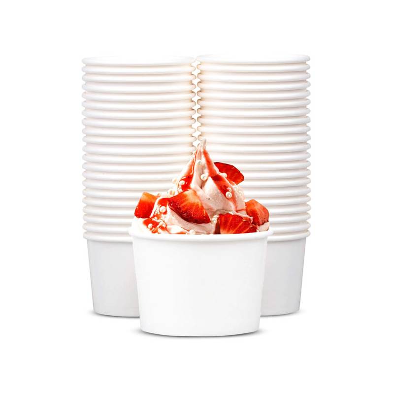 12 oz White Paper Ice Cream / Frozen Yogurt Cup - 50/Bag