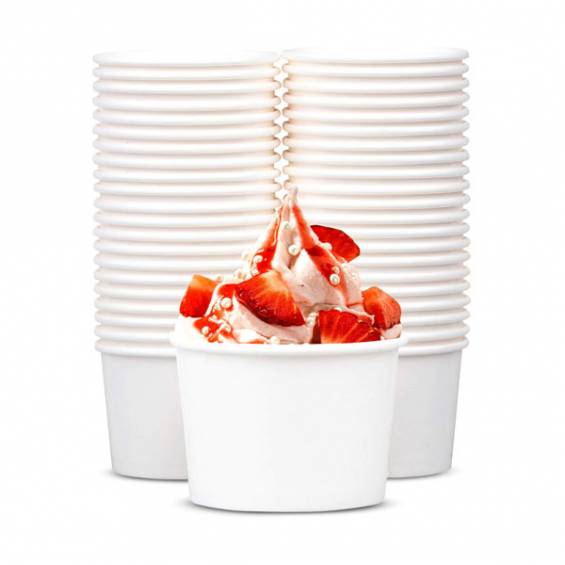8 oz White Paper Ice Cream / Frozen Yogurt Cup - 1000/Case