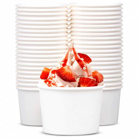 12 oz White Paper Ice Cream / Frozen Yogurt Cup - 50/Bag