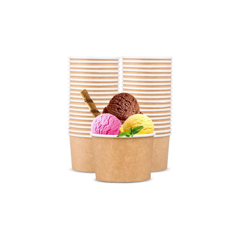 5 oz Brown/White Paper Ice Cream / Frozen Yogurt Cup - 50/Bag