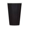 16 oz. Ripple Wall Black Paper Coffee Cup - 500/Case